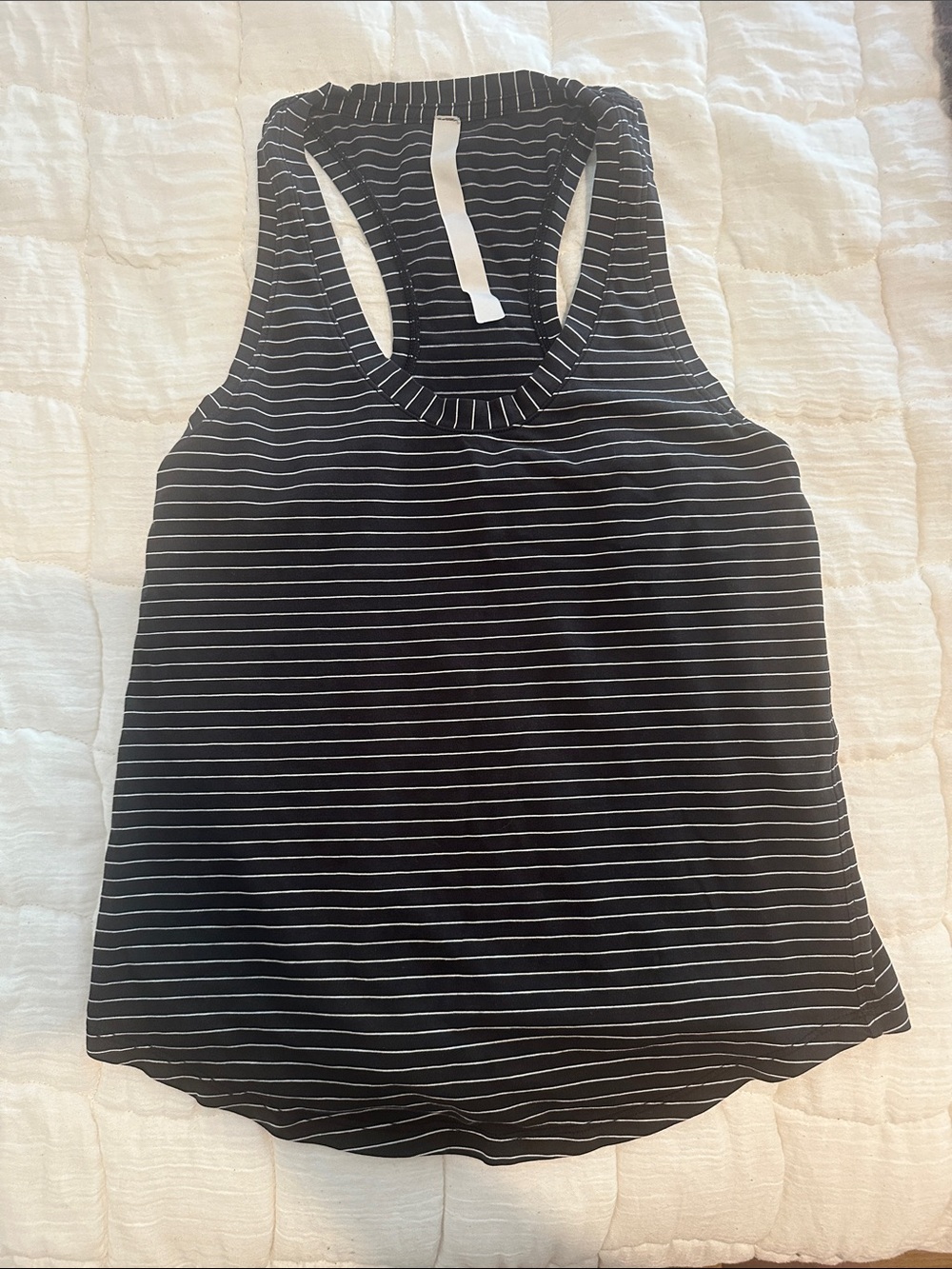 lululemon athletica Black and White Striped Racerback Tank